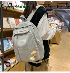 Cyflymder Stripe Corduroy Cute Backpack Schoolbag Teenage Girls Boys Luxury Harajuku Female Fashion