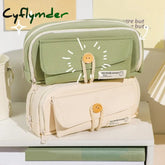 Cyflymder Student Cute Pencil Bag Button Cotton Cord Cloth Stationery School Supplies Large