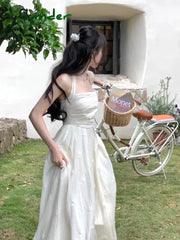 Cyflymder Summer 2024 Fashion Retro Evening Party Midi Dress Women Elegant Princess Embroider