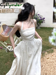 Cyflymder Summer 2024 Fashion Retro Evening Party Midi Dress Women Elegant Princess Embroider