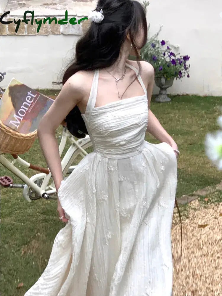 Retro Evening Party Midi Dress Women Elegant Princess Embroider Vestidos Female Korean Design Slim Clothes