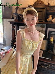 Cyflymder summer 2025 outfits Lolita Kawaii Y2k Colorful Dot Print Dress Women Sweet Sleeveless Mini Dress Outwear One