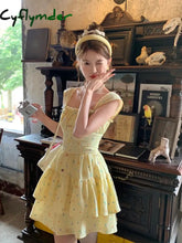 Cyflymder summer 2025 outfits Lolita Kawaii Y2k Colorful Dot Print Dress Women Sweet Sleeveless Mini Dress Outwear One