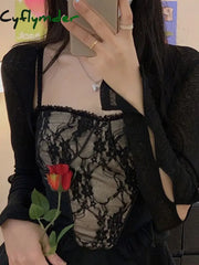 Cyflymder Summer Black Chic Dress Women Lace Patchwork Sexy Party Mini Dresses Female Designer Korean Fashion Fluffy