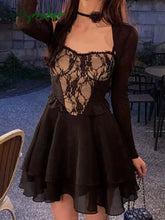 Cyflymder Summer Black Chic Dress Women Lace Patchwork Sexy Party Mini Dresses Female Designer Korean Fashion Fluffy