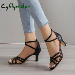 Cyflymder Summer Cross Strap Gold Heel Sandals New Fashion Sexy Stiletto Sandals for Women Large Size