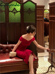 Cyflymder Summer Fashion Elegant Backless Print Slip Dress Female Long Sexy Evening Party Vacation