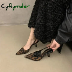 Cyflymder Summer High-heeled Women’s Shoes Fashionable Pointed Toe Sexy Stiletto Heels Leopard Print Women’s Shoes