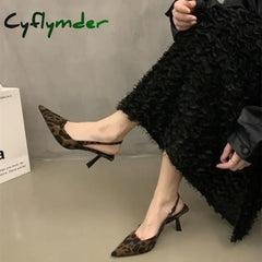 Cyflymder Summer High-heeled Women’s Shoes Fashionable Pointed Toe Sexy Stiletto Heels Leopard Print Women’s Shoes