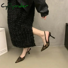 Cyflymder Summer High-heeled Women’s Shoes Fashionable Pointed Toe Sexy Stiletto Heels Leopard Print Women’s Shoes