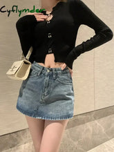 Cyflymder Summer High-Waisted Vintage Women Denim Short Skirt Small New Slim Sexy Korea Fashion Girl Cute Street A-line