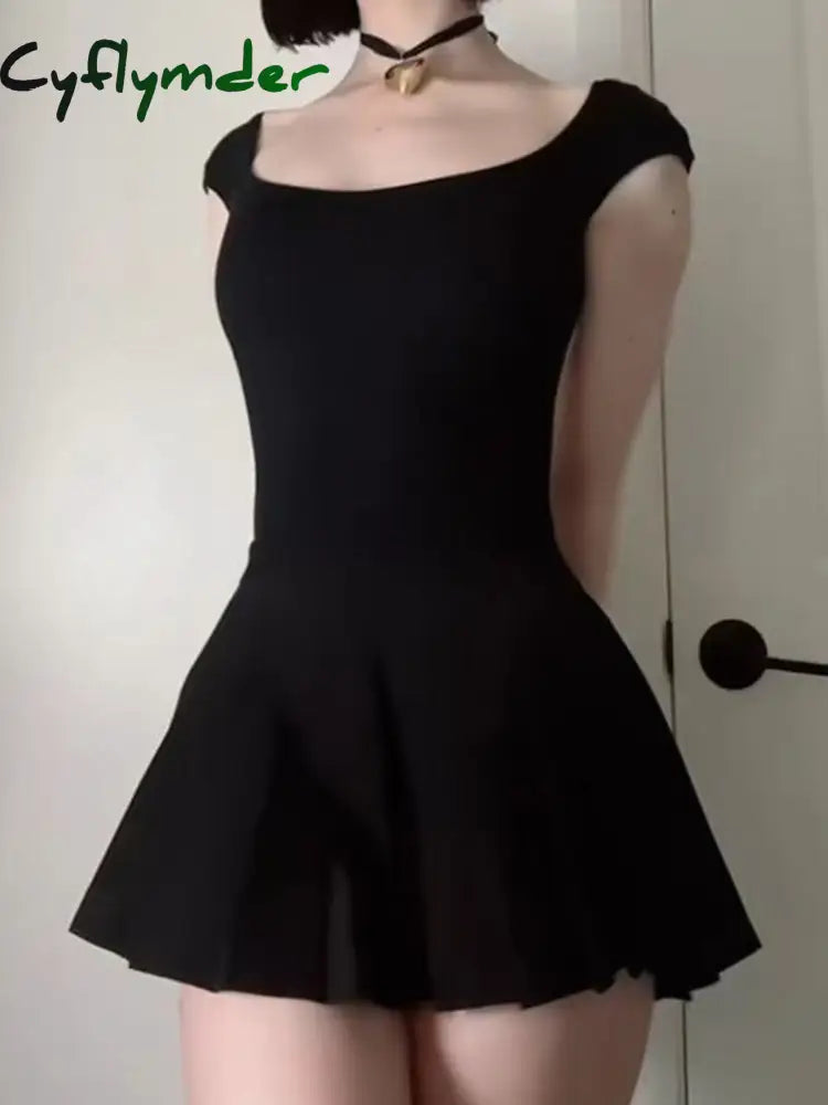 Cyflymder summer inspo Backless Lace-Up Sleeveless Square Collar A Line Mini Dress Women