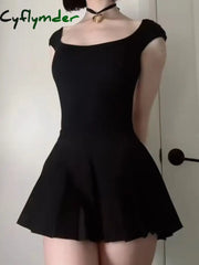 Cyflymder summer inspo Backless Lace-Up Sleeveless Square Collar A Line Mini Dress Women