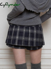 Cyflymder summer inspo England Style Plaid A-Line Skirt Preppy Style Simple All-Match Basic Women Mini Skirt Trendy