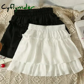 Cyflymder Summer Kawaii White Ruflles Skirt Women Fashion Slim Fit Chiffon Mini Skirts Giris Y2k All Match Elastic High