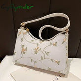 Cyflymder Summer Lace Floral Stitching Shoulder Bag For Women Soft Pu Leather Underarm Bags Beach