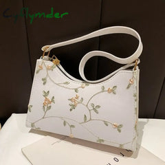 Cyflymder Summer Lace Floral Stitching Shoulder Bag For Women Soft Pu Leather Underarm Bags Beach