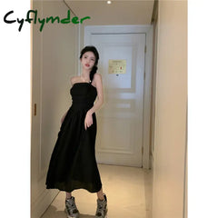 Cyflymder Summer Long Pleated Strapless Dress Backless Sleeveless High Waist Sexy Women’s Wrapped