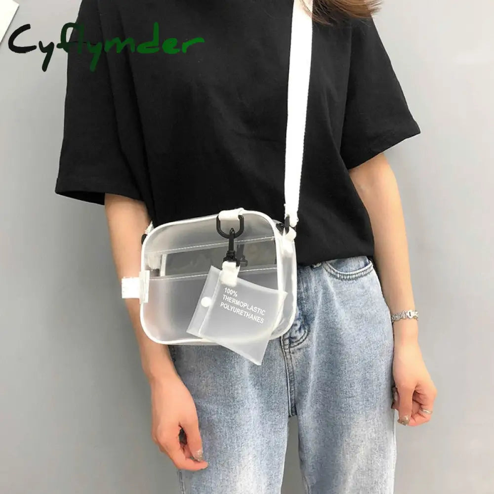 Cyflymder Summer Mini Crossbody Bags Transparent Bag Pvc Jelly Bag Korean Fashion Shoulder Female