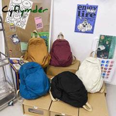Cyflymder Summer New Solid Color Casual Women’s Canvas Backpack Simple Fashion Sports Student Bag