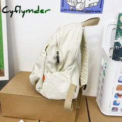 Cyflymder Summer New Solid Color Casual Women’s Canvas Backpack Simple Fashion Sports Student Bag