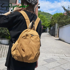 Cyflymder Summer New Solid Color Casual Women’s Canvas Backpack Simple Fashion Sports Student Bag