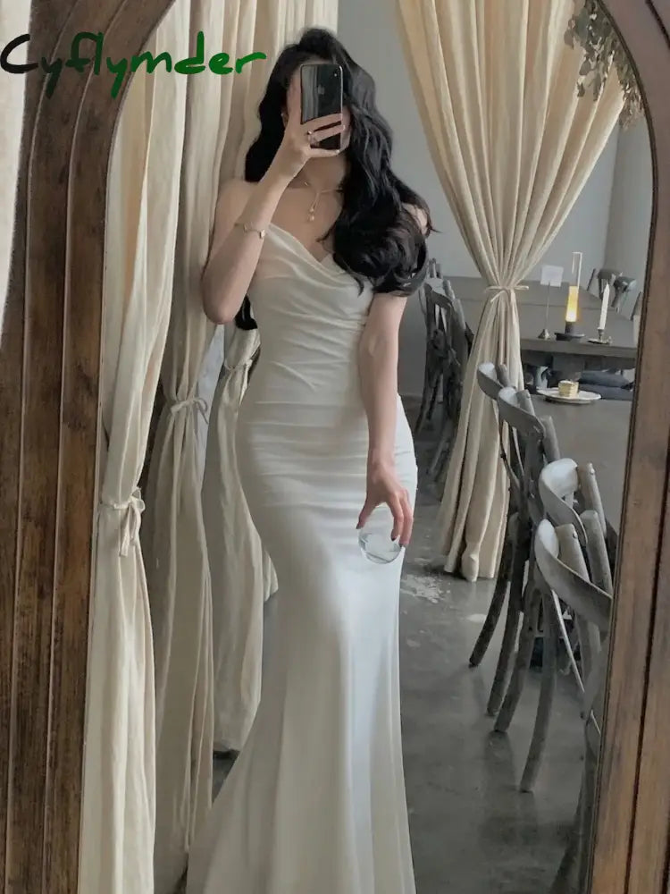 Summer New Women Elegant Spaghetti Strap Long Dress French Style Sexy Slim Prom Evening Party Dresses Korean Fashion Clothing