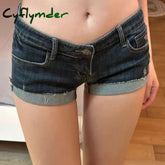 Cyflymder Summer New Women Korean Denim Shorts Pants Lady Low Waist Elastic Slim Fit Hot Female