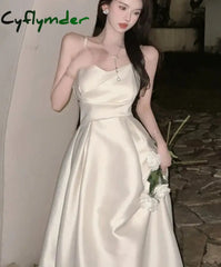 Cyflymder Summer New Women Spaghetti Strap Dress Elegant Sleeveless Prom Party Sexy Vestidos One