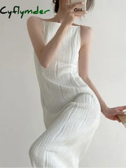 Summer Office Style Elegant Strap Dress Women Korean Fashion Party Midi Dresses Ladies Designer Casual One-piece Dress New