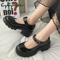Cyflymder Summer Platform Leather Shoes Women Flats Casual Oxford Loafers Thick Bottom Ladies Wedge Lolita Shoes Mary