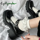 Cyflymder Summer Platform Leather Shoes Women Flats Casual Oxford Loafers Thick Bottom Ladies Wedge Lolita Shoes Mary