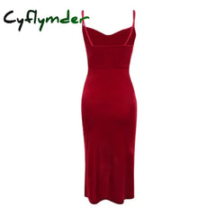 Cyflymder Summer Retro Showcase White Red Split Strap Dress Elegant Slim Fit Celebrity Style Mid length Dress