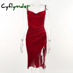 Cyflymder Summer Retro Showcase White Red Split Strap Dress Elegant Slim Fit Celebrity Style Mid length Dress