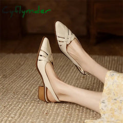Cyflymder Summer Sandals Genuine Leather Sandals Casual French Retro Pointed Toe Hollow Out GLADIATOR Sheepskin Sandals