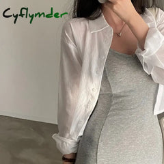 Cyflymder Summer Solid Color Lapel Back Tie Casual Fashion Chiffon Long Sleeve Sunscreen Cardigan Shirt