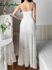 Cyflymder Summer Streetwear Vintage Dresses Grunge Y2k Aesthetic Irregular Ruffled Vestido Slim Fit Harajuku Woman