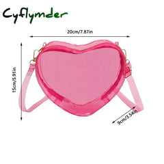 Cyflymder Summer Transparent Jelly Women Bag New Fashion Women’s Laser Heart Chain Shoulder