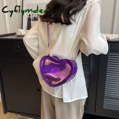 Cyflymder Summer Transparent Jelly Women Bag New Fashion Women’s Laser Heart Chain Shoulder