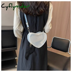 Cyflymder Summer Transparent Jelly Women Bag New Fashion Women’s Laser Heart Chain Shoulder