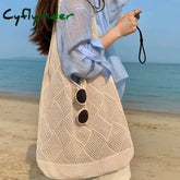 Cyflymder Summer Women’s Straw Knitted Shoulder Bag Handmade Woven Large Capacity Holiday Beach
