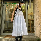 Summer Y2K Dress for Wome Sexy Sling Robe Femme 2024 Vestidos De Mujer Loose Long Robe Korean Fashion See Through White Dresses