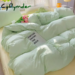 Cyflymder Super Soft Mixed Solid Color Bed Sheet Bed Quilt Cover Four-Piece Bed Sheet Infant Level Can Sleep Naked 3 Pcs