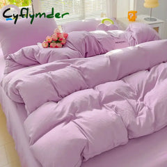 Cyflymder Super Soft Mixed Solid Color Bed Sheet Bed Quilt Cover Four-Piece Bed Sheet Infant Level Can Sleep Naked 3 Pcs