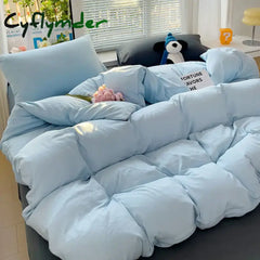 Cyflymder Super Soft Mixed Solid Color Bed Sheet Bed Quilt Cover Four-Piece Bed Sheet Infant Level Can Sleep Naked 3 Pcs