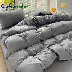 Cyflymder Super Soft Mixed Solid Color Bed Sheet Bed Quilt Cover Four-Piece Bed Sheet Infant Level Can Sleep Naked 3 Pcs