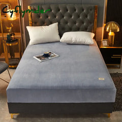 Cyflymder Super Soft Warm Flannel Solid Bed Fitted Sheet - Cozy Single or Double Bedding Perfect for a Luxurious