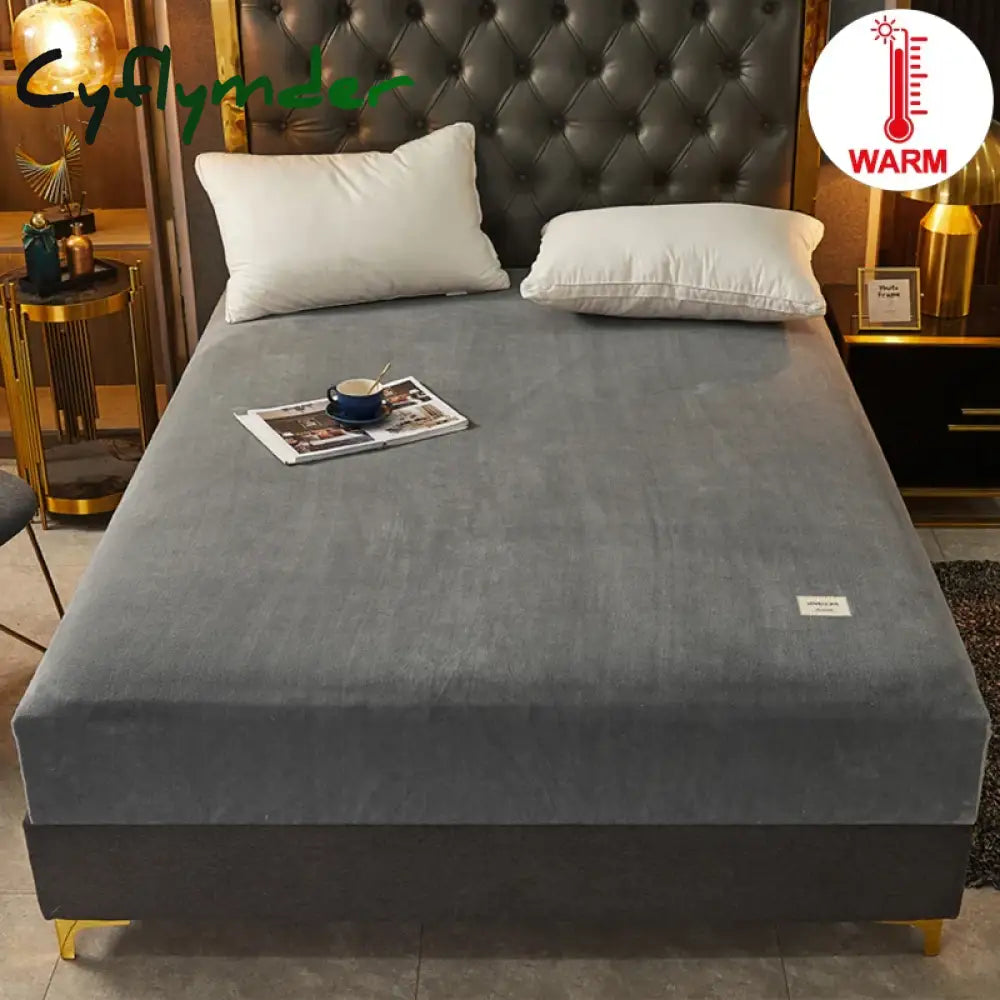 Cyflymder Super Soft Warm Flannel Solid Bed Fitted Sheet - Cozy Single or Double Bedding Perfect for a Luxurious
