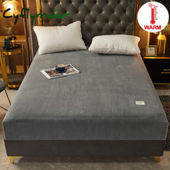 Cyflymder Super Soft Warm Flannel Solid Bed Fitted Sheet - Cozy Single or Double Bedding Perfect for a Luxurious