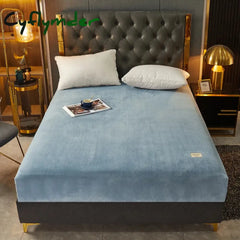 Cyflymder Super Soft Warm Flannel Solid Bed Fitted Sheet - Cozy Single or Double Bedding Perfect for a Luxurious